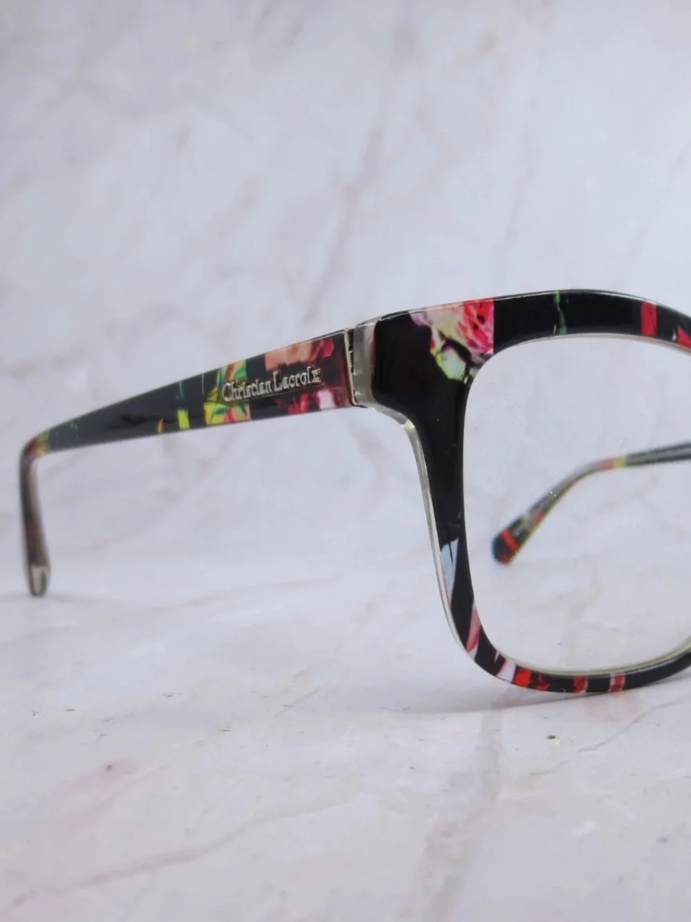Christian Lacroix Black Floral “Babylon” Eyeglasses with Original Case and Wipe